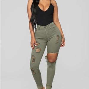 Glistening Jeans olive